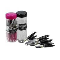 Cutlery 16pc Set In Cylinder (Includes 4 Knives/4 Forks/4 Teaspoons/4 Spoons) Assorted Colours